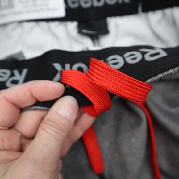 Reebok Pants Mens Gray Elastic Waist Red Drawstring Zip Pocket Sweatpants - Picture 10 of 16